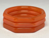 BB556 semi translucent orangle octagon bakelite bangles